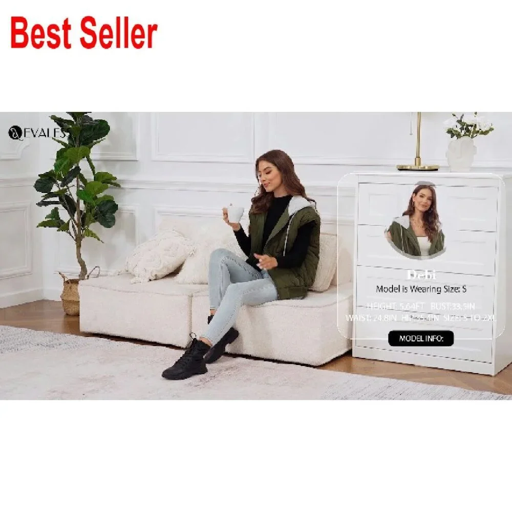 Cropped Hooded Puffer Vest Quilted Lightweight Sleeveless Jacket with Pockets
